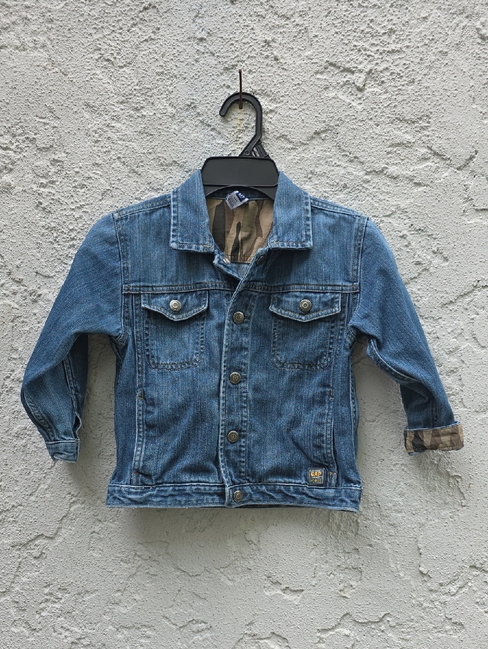 Gap Denim Jean Jacket With Camo Trim Size 5
